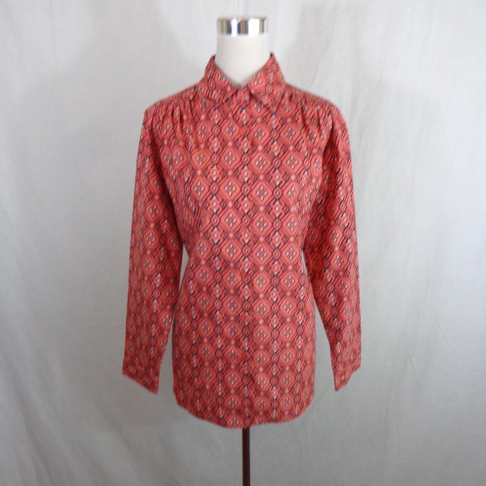 ORANGE & BLACK GEOM. ROAMAN'S WOMENS SHIRT SZ 12W